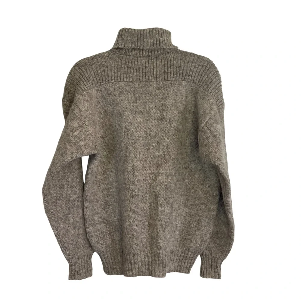IceMart Vintage Icelandic‎ Wool Turtleneck Sweater Grey Burgundy Chevron Mens M
